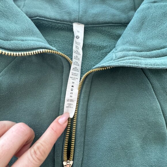 lululemon Scuba Full-Zip Hoodie Sz10 Green W/ Gold zpipper - Picture 7 of 8